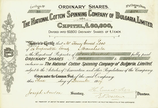 National Cotton Spinning Company of Bulgaria, Limited