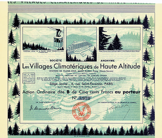 Société Anonyme Les Villages Climatériques de Haute Altitude Station de Plaine-Joux, Mont-Blanc, Passy (Haute-Savoie)