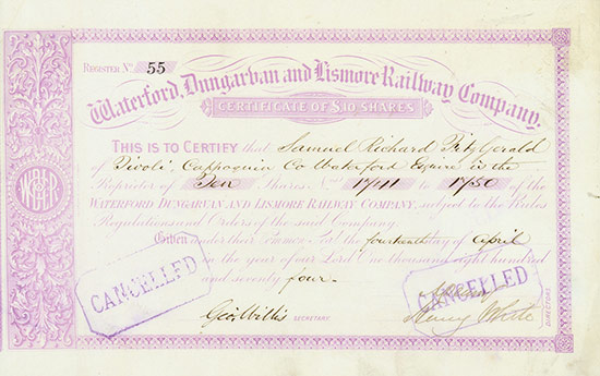 Waterford, Dungarvan and Lismore Railway Company [2 Stück]