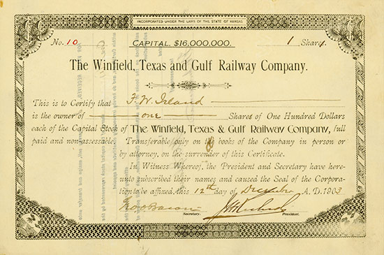 Winfield, Texas and Gulf Railway Company