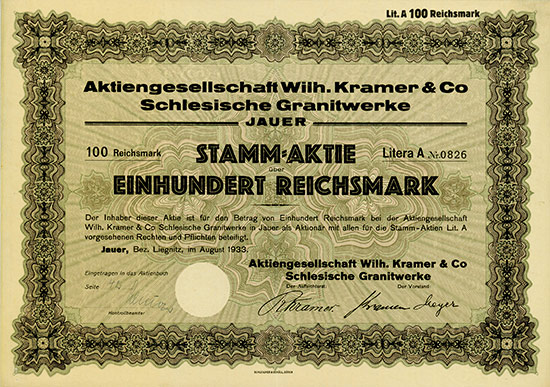 Aktiengesellschaft Wilh. Kramer & Co. Schlesische Granitwerke