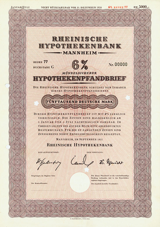 Rheinische Hypotheken-Bank [5 Stück]