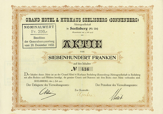 Grand Hôtel & Kurhaus Seelisberg (Sonnenberg) Aktiengesellschaft