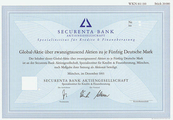 Securenta Bank Aktiengesellschaft Spezialinstitut für Kredite & Finanzberatung