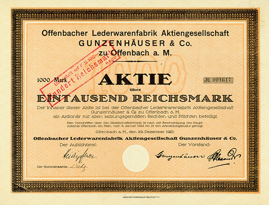 Offenbacher Lederwarenfabrik Aktiengesellschaft Gunzenhäuser & Co.