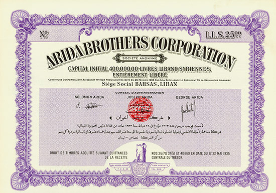 Arida Brothers Corporation Société Anonyme