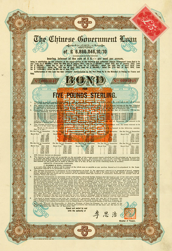 Chinese Government (Skoda Loan II, Kuhlmann 700 I) [2 Stück]