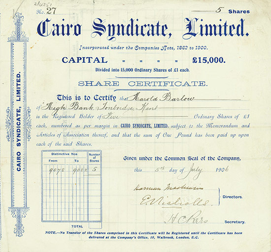 Cairo Syndicate, Limited