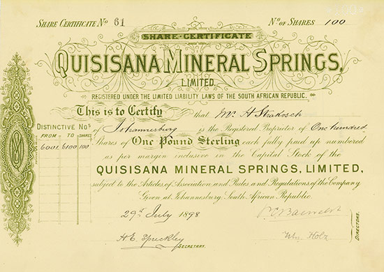 Quisisana Mineral Springs, Limited