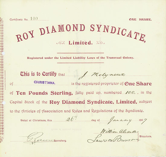 Roy Diamond Syndicate, Limited