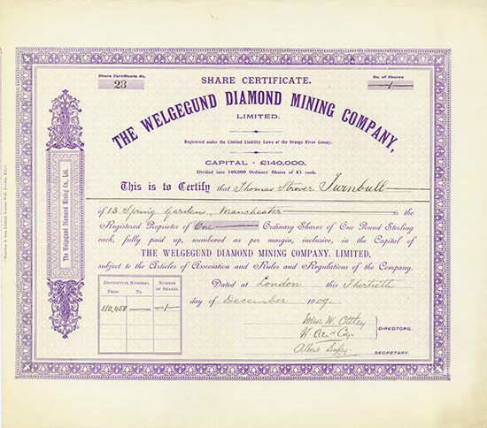 Welgegund Diamond Mining Company, Limited