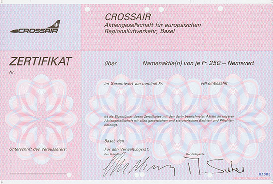 Crossair Aktiengesellschaft für europäischen Regionalluftverkehr