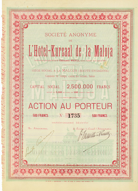 Société Anonyme de l'Hôtel-Kursaal de la Maloja