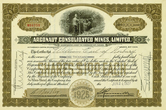 Argonaut Consolidated Mines, Limited