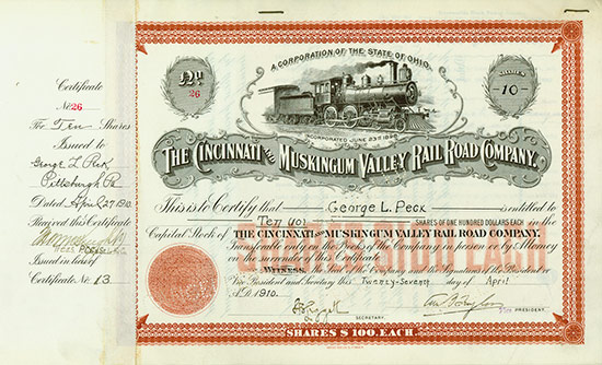 Cincinnati and Muskingum Valley Rail Road Company