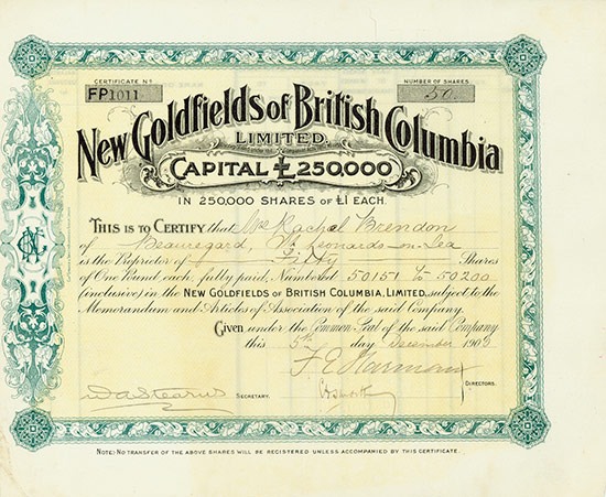 New Goldfields of British Columbia Limited