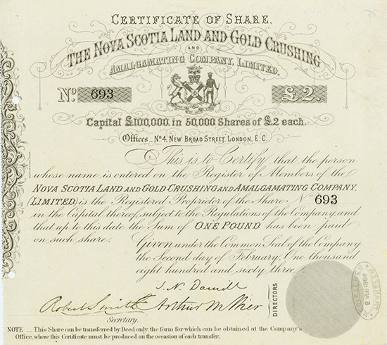 Nova Scotia Land and Gold Crushing and Amalgamating Company, Limited