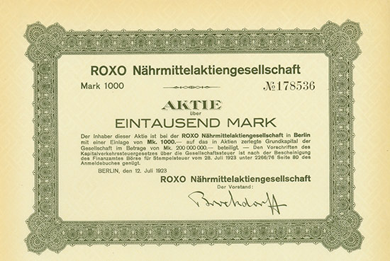 ROXO Nährmittelaktiengesellschaft [3 Stück]