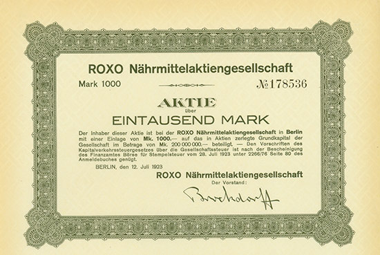 ROXO Nährmittelaktiengesellschaft [3 Stück]