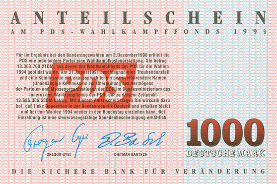 PDS-Wahlkampffonds 1994 [4 Stück]