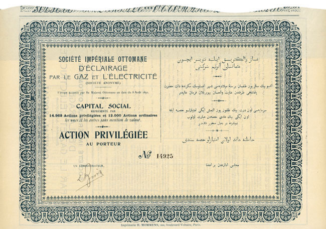 Société Impériale Ottomane d'Eclairage par le Gaz et d'Electricité 