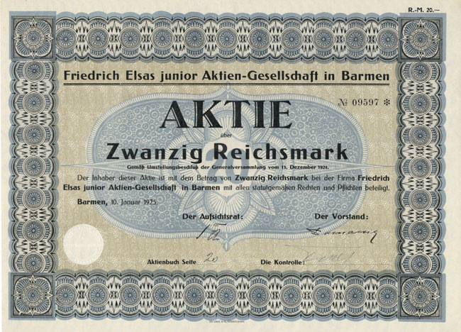 Friedrich Elsas junior Aktien-Gesellschaft in Barmen