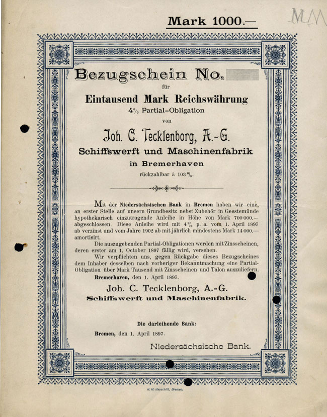 Joh. C. Tecklenborg, A. G. Schiffswerft und Maschinenfabrik in Bremerhaven