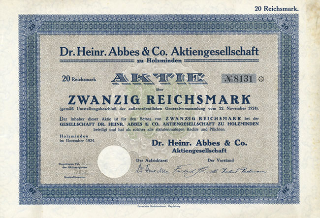 Dr. Heinr. Abbes & Co. AG zu Holzminden