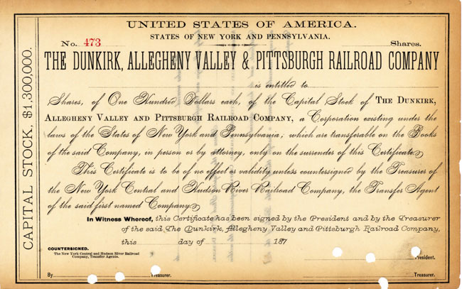 Dunkirk Allegheny Valley & Pittsburgh RR 