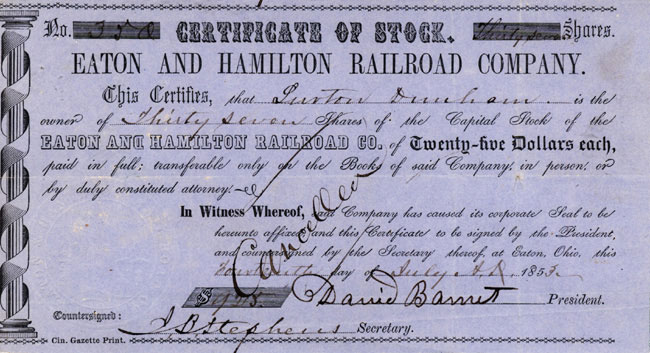 Eaton and Hamilton Railroad Company 