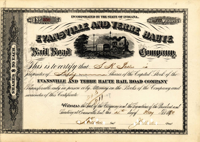 Evansville and Terre Haute Rail Road Company 