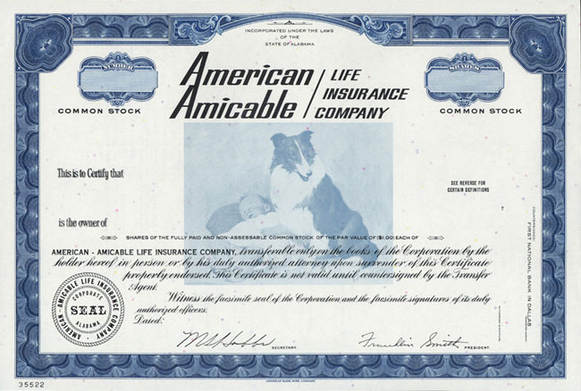 Hundemotiv: American - Amicable Life Insurance Company