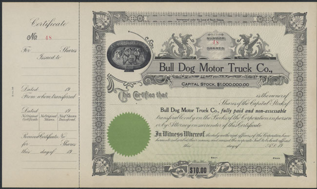 Hundemotiv: Bull Dog Motor Truck Co.