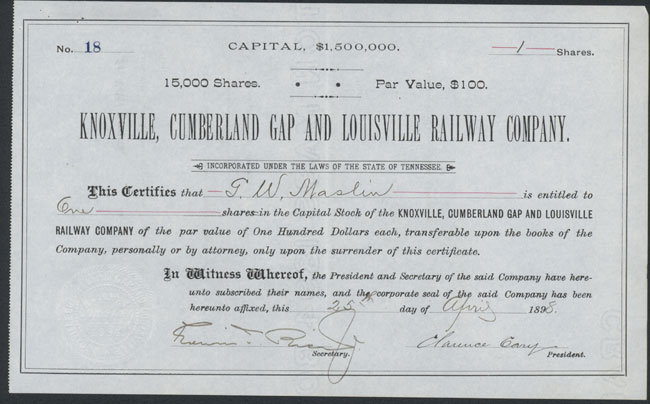 Knoxville, Cumberland Gab and Louisville Railway Company