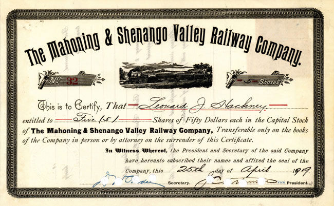 Mahonging & Shenango Valley Railway Company 