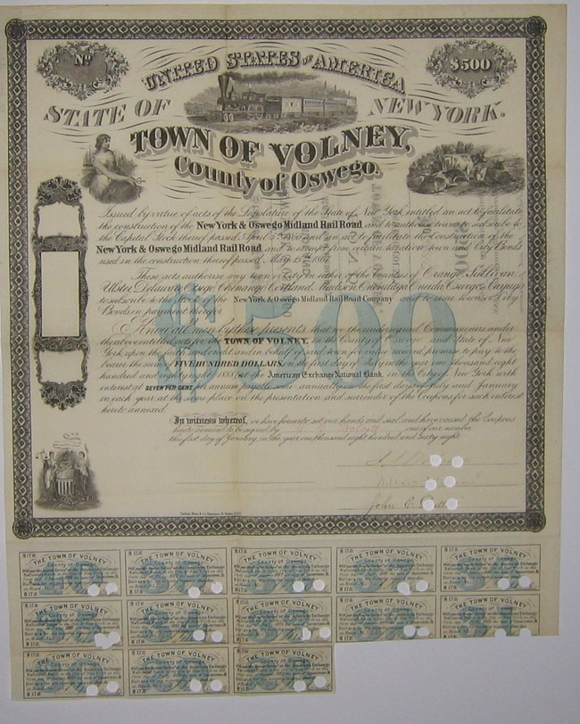 Town of Volney - in aid of New York & Oswego Midland Rail Road