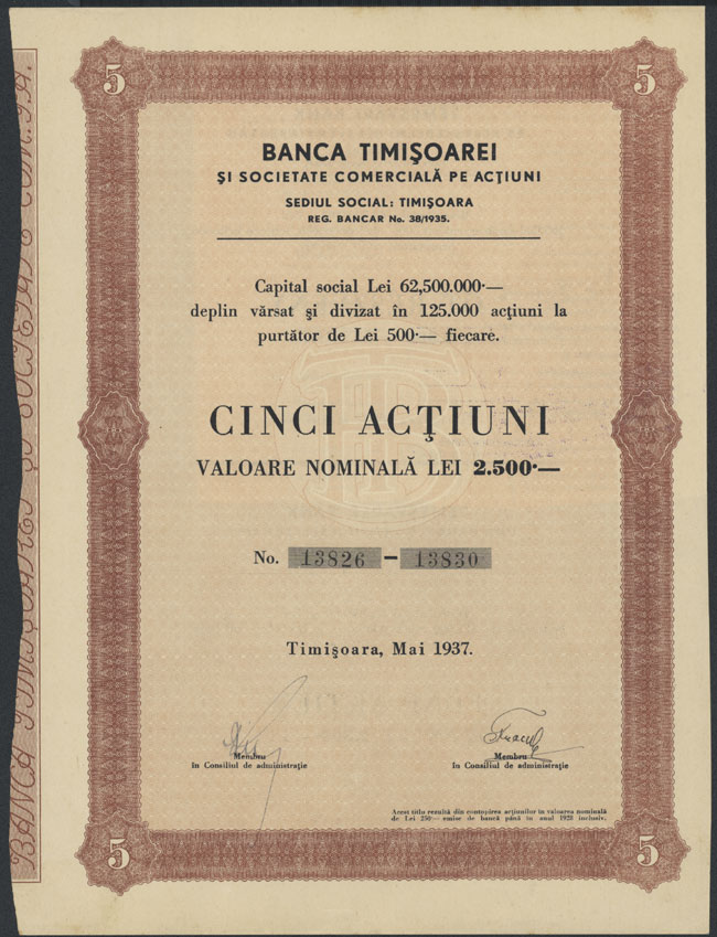 Banca Timisoarei si Societate Comerciala pe Actiuni (Temesvarer Bank und Handels-Aktiengesellschaft)