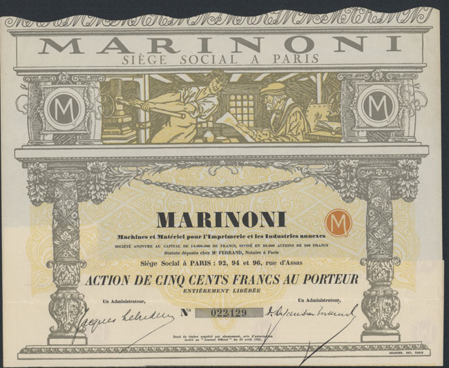 Marinoni Machines et Marérial pour l'Imprimerie et les Industries annexes