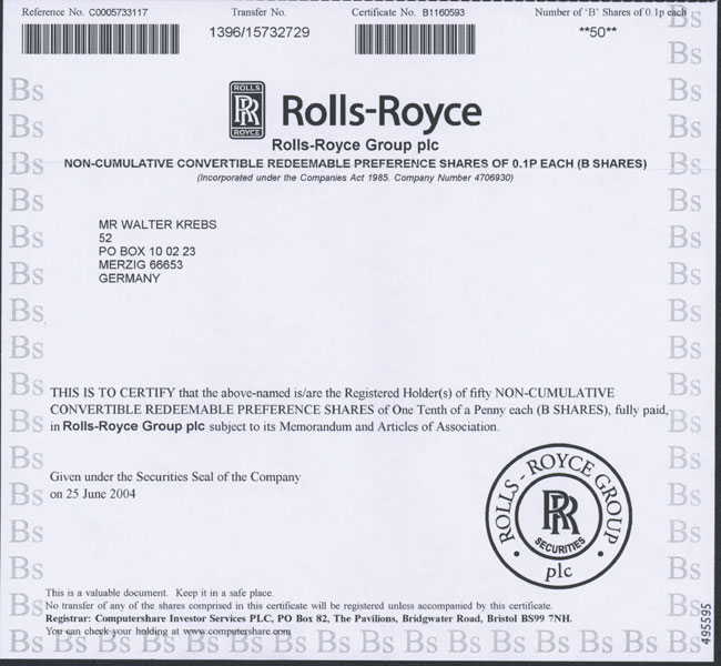 Rolls-Royce Group plc [12 Stück]