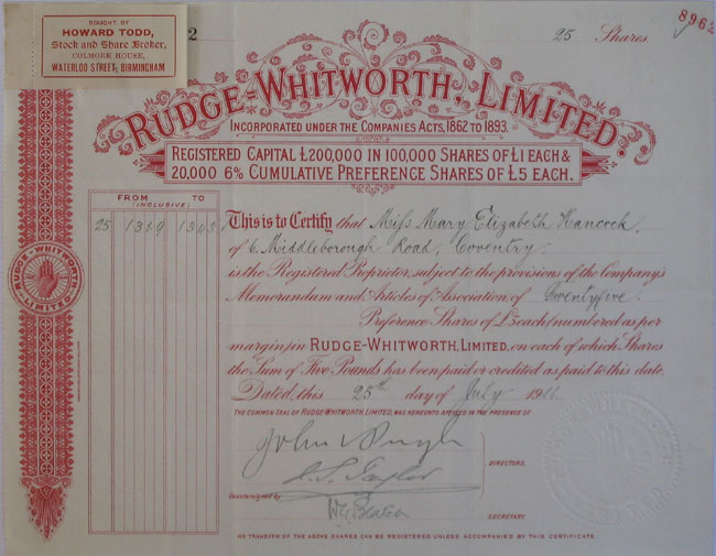 Rudge-Whithworth, Limited