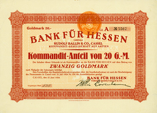 Bank für Hessen vormals Rudolf Ballin & Co. KGaA