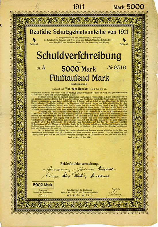Deutsche Schutzgebietsanleihe von 1911