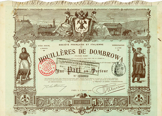 Société Française et Italienne des Houillères de Dombrowa (Pologne Russe)