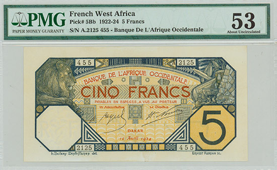 French West Africa - Banque de l'Afrique Occidentale - Pick 5Bb