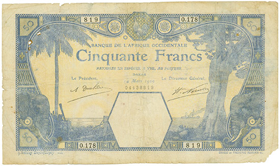 French West Africa - Banque de l'Afrique Occidentale - Pick 9Bc