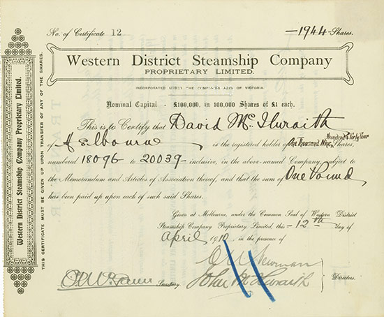 Western District Steamship Company Proprietary Limited