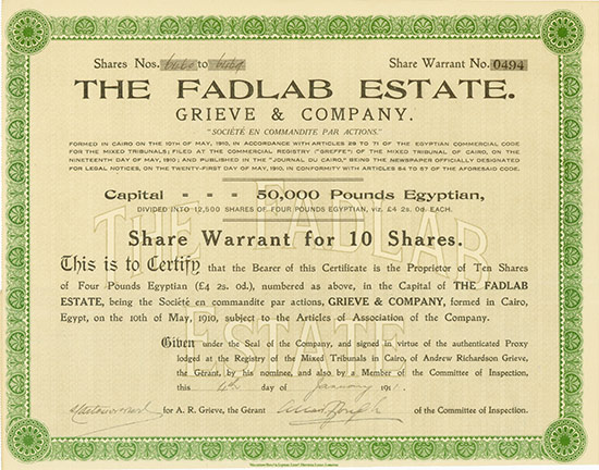 Fadlab Estate. Grieve & Company