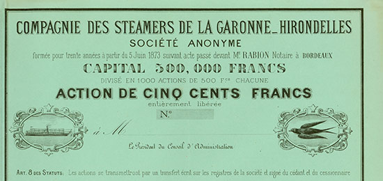 Compagnie des Steamers de la Garonne_Hirondelles Société Anonyme