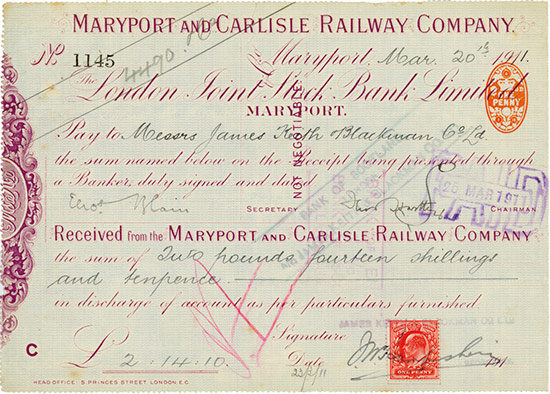 Maryport and Carlisle Railway Company [4 Stück]