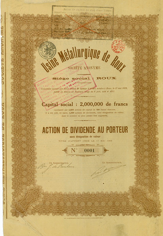 Usine Métallurgique de Roux Société Anonyme